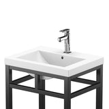 Ortiz Luxury Stainless Steel Freestanding Bathroom Vanity With Acrylic Console Sink, Open Shelf Storage