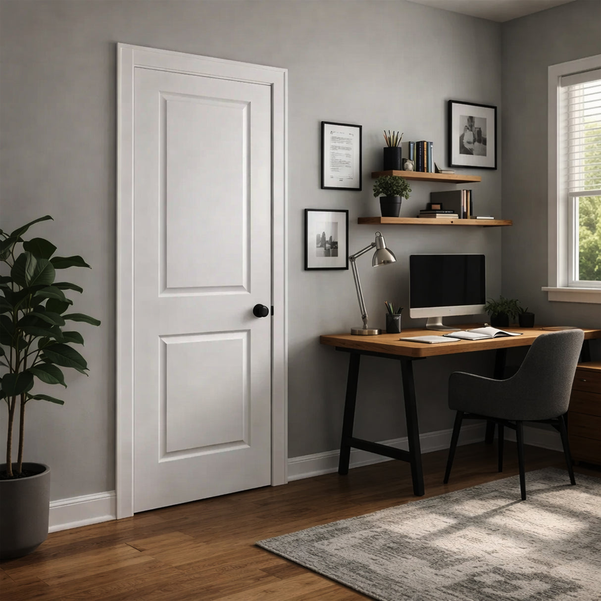 Ivanees 2-Panel Hollow Core Molded Raised Panel Door Slab 80 Inch Height (18 x 80, 35mm, Left)
