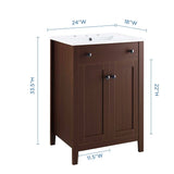 Nury 24 Inch Bathroom Vanity With Ceramic Sink & 2 Soft Closing Doors