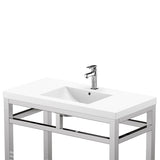 Ortiz Luxury Stainless Steel Freestanding Bathroom Vanity With Acrylic Console Sink, Open Shelf Storage