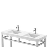 Ortiz Luxury Stainless Steel Freestanding Bathroom Vanity With Acrylic Console Sink, Open Shelf Storage