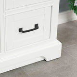 Rhoda Freestanding White Solid Wood Bathroom Vanity with Natural Carrara White Marble Sink Top with 4 In. Backsplash