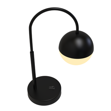 26 in. Black Arc Table Lamp with Black/White Sphere Shade, Material Iron & glass, E26 1 x 60W (Bulb Not Included)