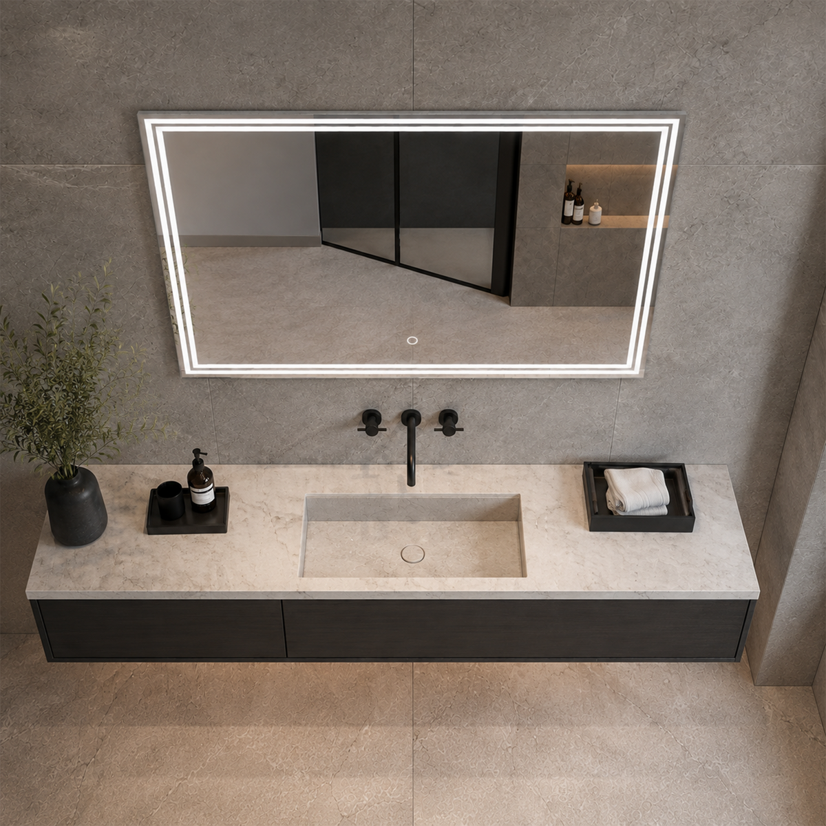 Luna 47'' Polished Edge Back-lit LED Mirror for Bathroom Vanity