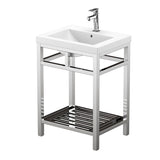 Ortiz Luxury Stainless Steel Freestanding Bathroom Vanity With Acrylic Console Sink, Open Shelf Storage