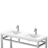 Ortiz Luxury Stainless Steel Freestanding Bathroom Vanity With Acrylic Console Sink, Open Shelf Storage