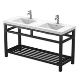 Ortiz Luxury Stainless Steel Freestanding Bathroom Vanity With Acrylic Console Sink, Open Shelf Storage