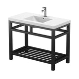 Ortiz Luxury Stainless Steel Freestanding Bathroom Vanity With Acrylic Console Sink, Open Shelf Storage