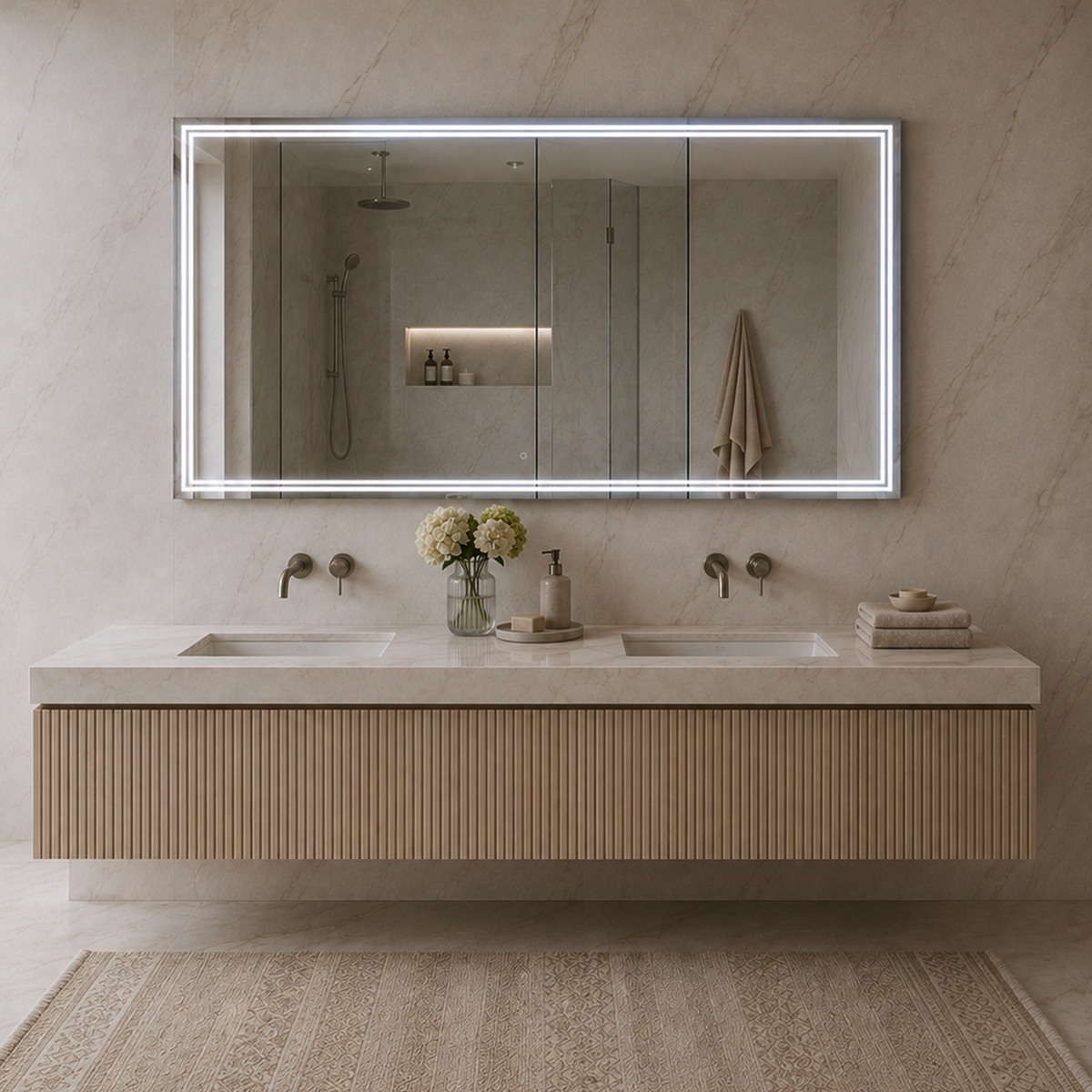 Luna 68'' Polished Edge Back-lit LED Mirror for Bathroom Vanity