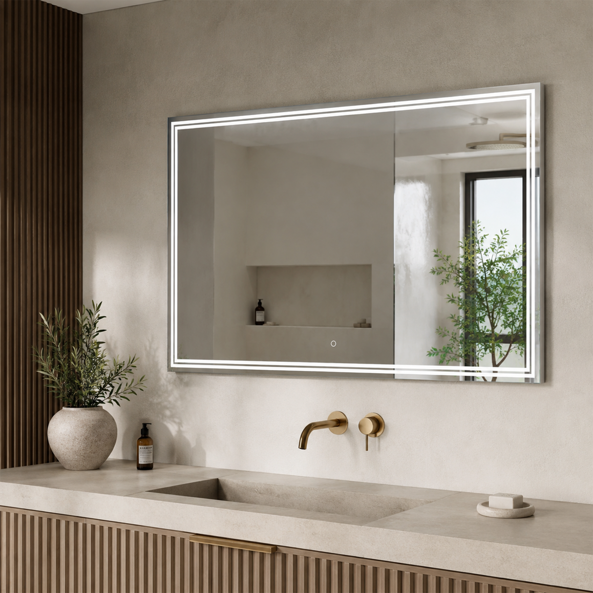 Luna 55'' Polished Edge Back-lit LED Mirror for Bathroom Vanity