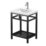 Ortiz Luxury Stainless Steel Freestanding Bathroom Vanity With Acrylic Console Sink, Open Shelf Storage