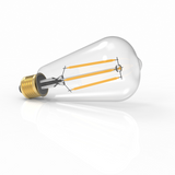 ST18 Dimmable Straight Filament Vintage Edison LED Light Bulb, 6W, 2700K, 600LM, 120V/60Hz, 4-filament, E26, Clear, Warm Amber Light