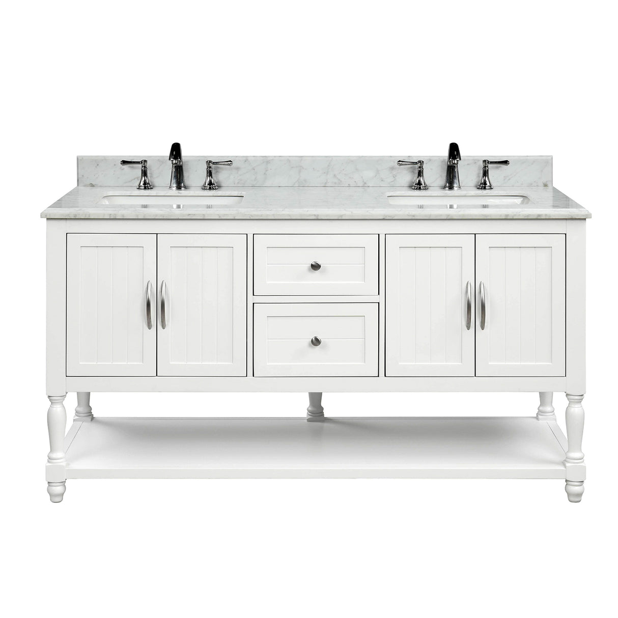 Elizabeth Freestanding Solid Wood White Bathroom Vanity with Carrara Natural Marble Sink Top with 4 In. Backsplash - BUILDMYPLACE