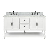 Elizabeth Freestanding Solid Wood White Bathroom Vanity with Carrara Natural Marble Sink Top with 4 In. Backsplash - BUILDMYPLACE