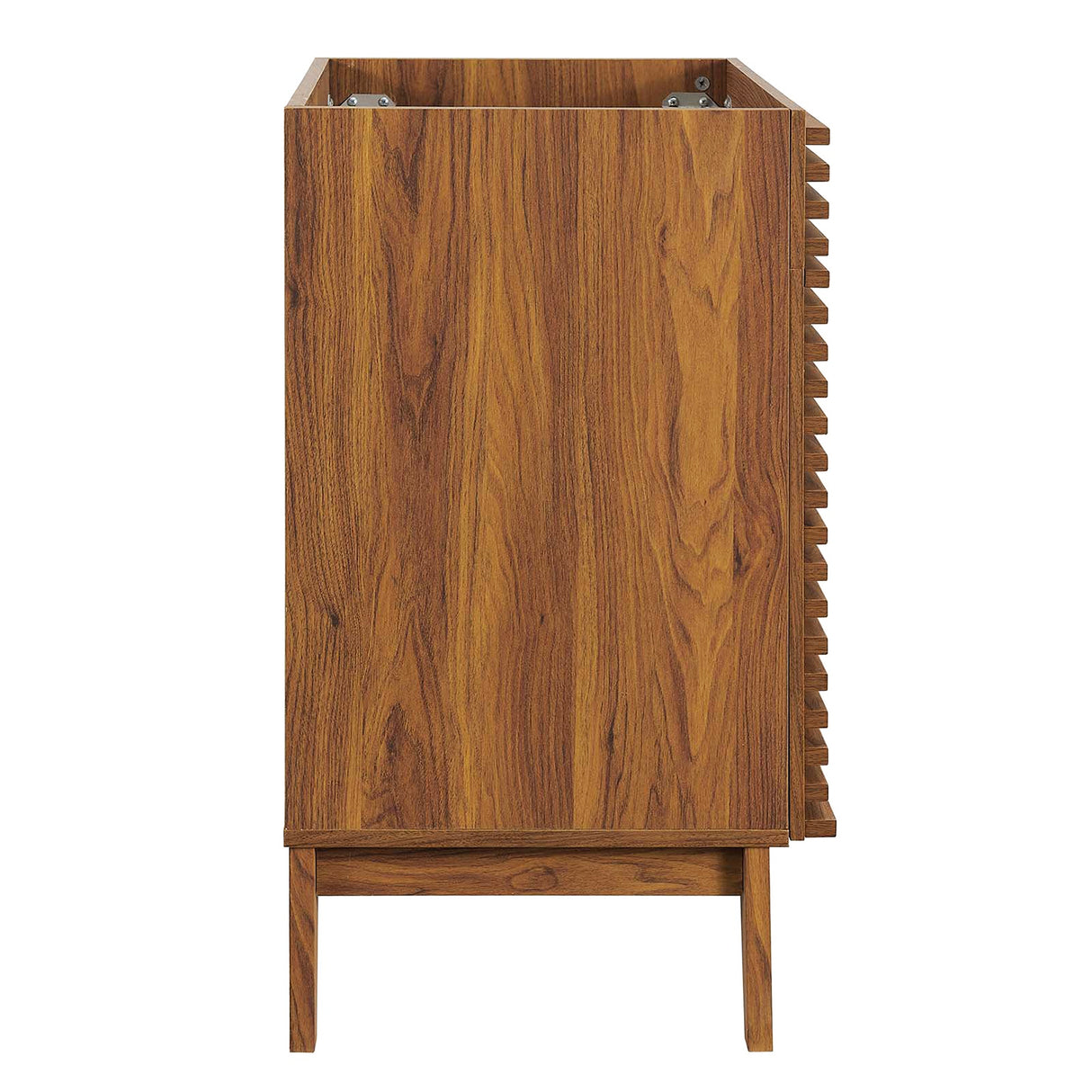 Rosie Mid Century 24 Inch Walnut Bathroom Vanity Cabinet With Soft 2 Doors (Sink Basin Not Included)