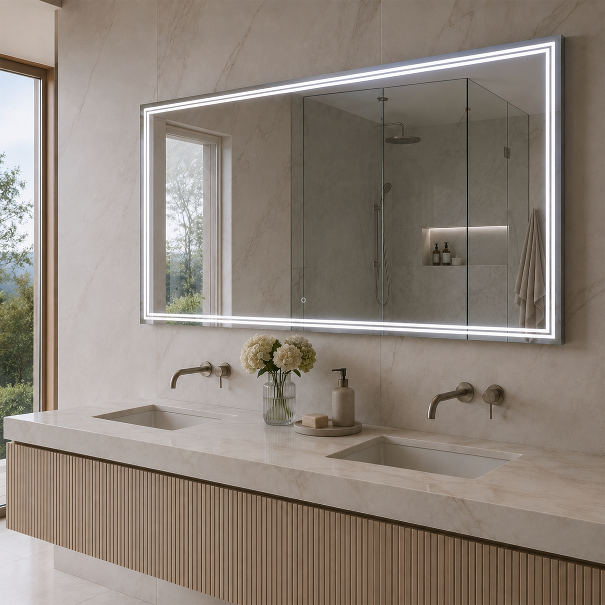 Luna 68'' Polished Edge Back-lit LED Mirror for Bathroom Vanity