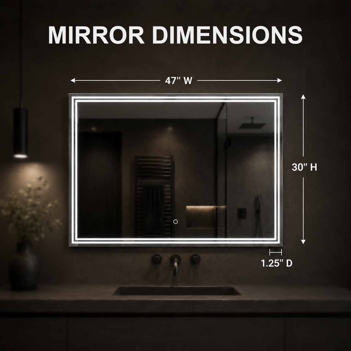 Luna 47'' Polished Edge Back-lit LED Mirror for Bathroom Vanity