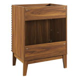 Rosie Mid Century 24 Inch Walnut Bathroom Vanity Cabinet With Soft 2 Doors (Sink Basin Not Included)