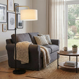 15″W x 60″H Floor Lamp with White Linen Shade – Black or Brushed Brass Finish - 2 Pack