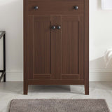 Nury 24 Inch Walnut Freestanding Bathroom Vanity Cabinet With Soft Closing Doors ( Sink Basin Not Included)