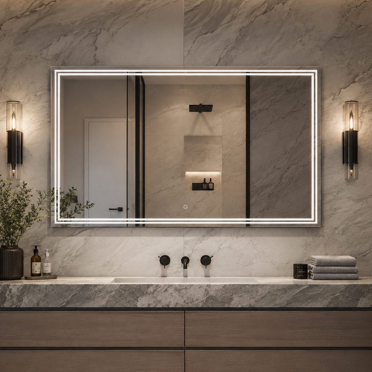 Luna 55'' Polished Edge Back-lit LED Mirror for Bathroom Vanity