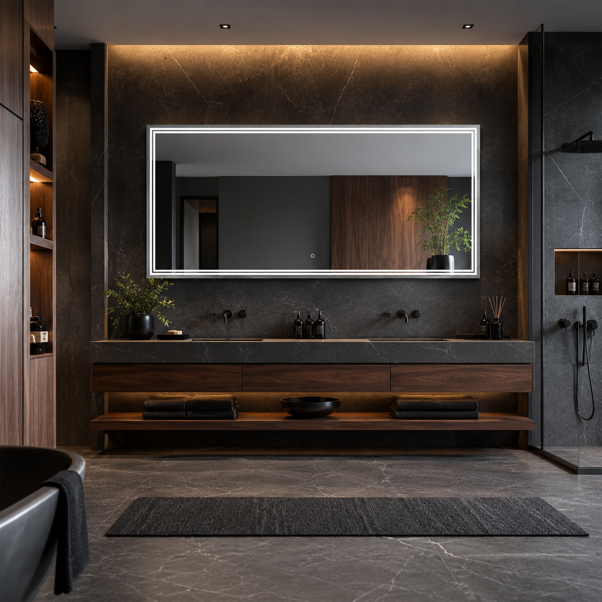 Luna 68'' Polished Edge Back-lit LED Mirror for Bathroom Vanity