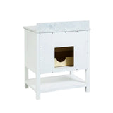 Manhattan Freestanding Solid Wood Bathroom Vanity with Natural Carrara White Marble Sink Top with 4 In. Backsplash