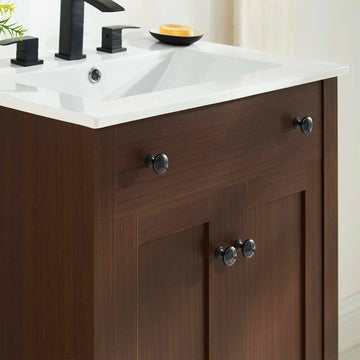 Nury 24 Inch Bathroom Vanity With Ceramic Sink & 2 Soft Closing Doors
