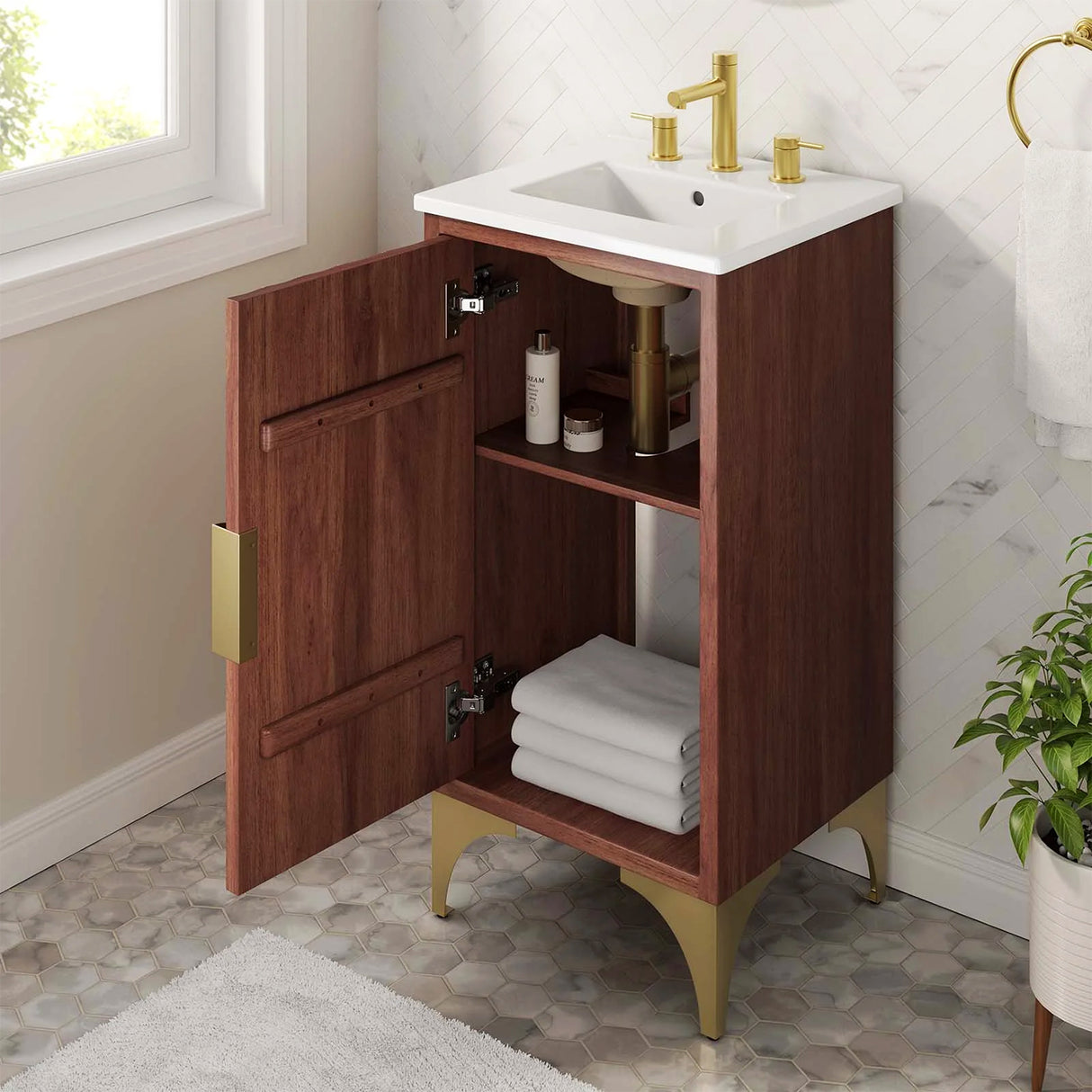 Daylight Freestanding Single Sink Bathroom Vanity with Ceramic Sink Top