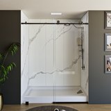 60" x 76" Frameless Shower Door - Acrylic Shower Pan with Drain - Shower Kit with 5pc Shower Wall System