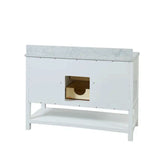 Manhattan Freestanding Solid Wood Bathroom Vanity with Natural Carrara White Marble Sink Top with 4 In. Backsplash