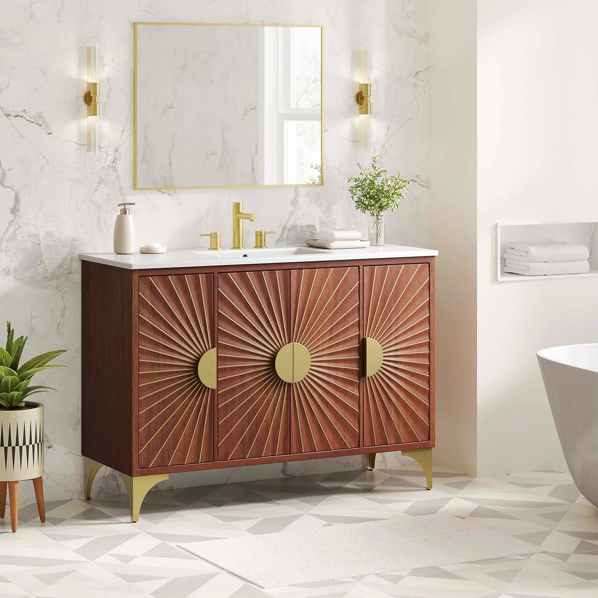 Daylight Freestanding Single Sink Bathroom Vanity with Ceramic Sink Top