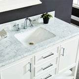 Manhattan Freestanding Solid Wood Bathroom Vanity with Natural Carrara White Marble Sink Top with 4 In. Backsplash