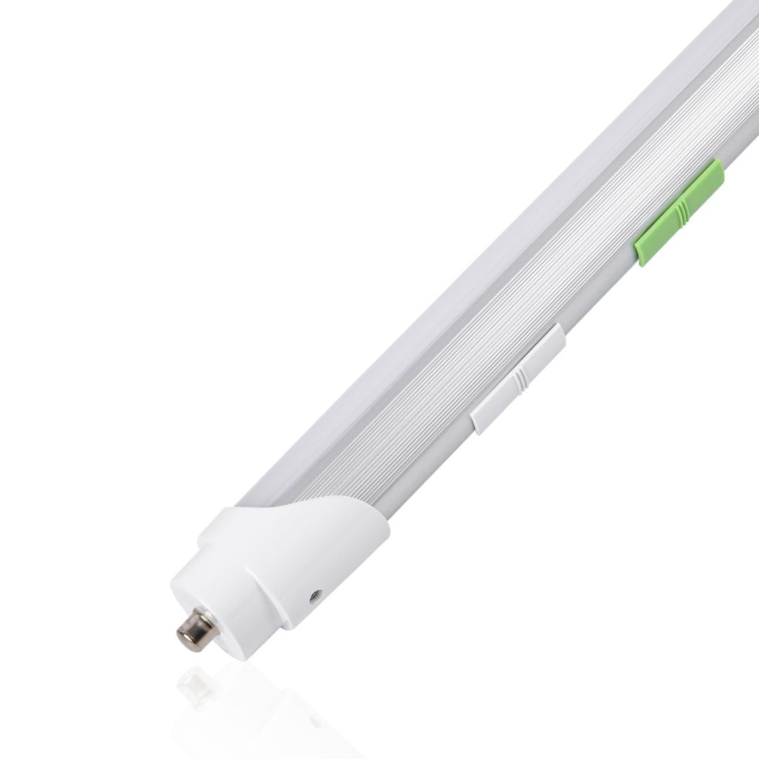 T8 8ft LED Tube/Bulb - 48w/40w/36w/32w Wattage Adjustable, 130lm/w, 3000k/4000k/5000k/6500k CCT Changeable, Frosted, FA8 Single Pin, Double End Power - Ballast Bypass