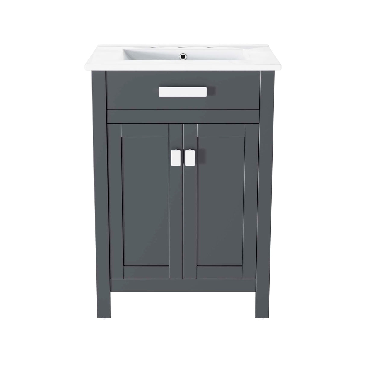 Liana 24 Inch Gray White Freestanding Bathroom Vanity With Ceramic Sink, 2 Doors & Drawer