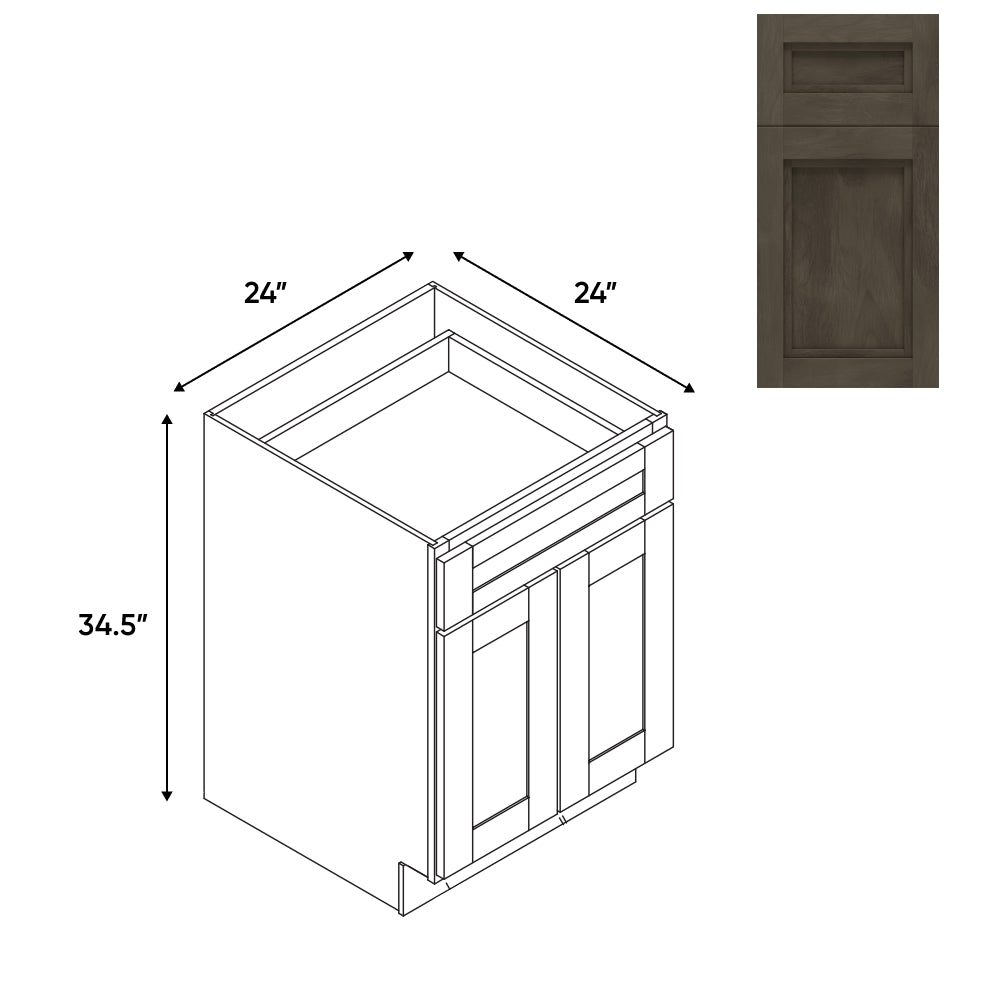 RTA - Havana Ash - 24"W - Base Cabinet with 2 Door 1 Drawer 1 Shelf - 24"W x 34.5"H x 24"D - HAA-B24