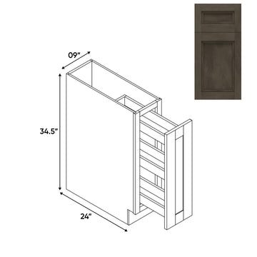 RTA - Havana Ash - Base Spice Rack Pull Out with 3 Shelf - 9"W x 34.5"H x 24"D - HAA-BFP9