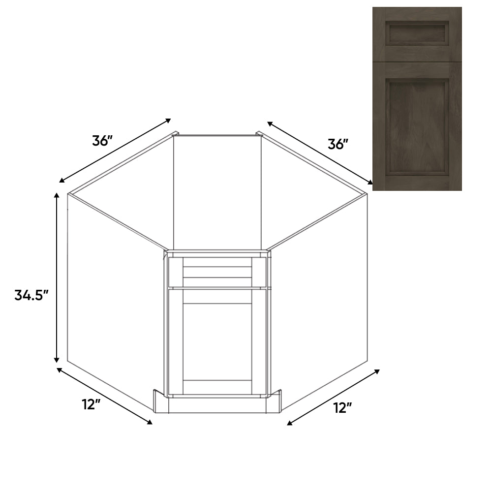 RTA - Havana Ash - Base Diagonal Corner Sink Cabinet - 36"W x 34.5"H x 36"D - HAA-NCSB36