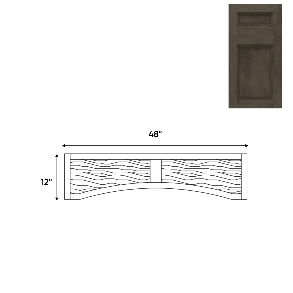 RTA - Havana Ash - 48"W x 12"H - Valance (Raised Wood Panel) - 48"W x 12"H - HAA-VAD48