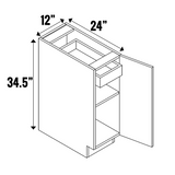 Gris Plomo Matte - Single Door Full Height with Hidden Top Drawer - 34.5 Inch Height x 12 Inch Width x 24 Inch Depth - M16-B12FH-HD