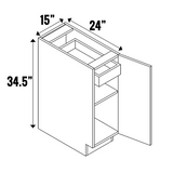 Cashmere Gloss - Single Door Full Height with Hidden Top Drawer - 34.5 Inch Height x 15 Inch Width x 24 Inch Depth - M14-B15FH-HD