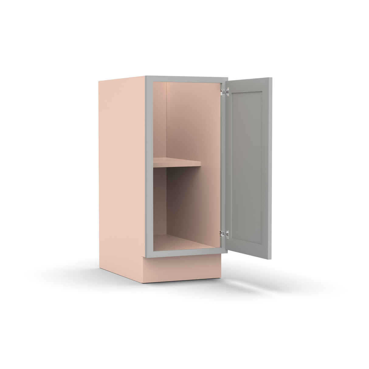 Liberty Shaker Ashen - 15 Inch Full Height Single Door Base Cabinet - 15" Width x 34.5" Height x 24" Depth