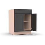Liberty Shaker Grey - 27 Inch Double Door Base Cabinet - 27" Width x 34.5" Height x 24" Depth