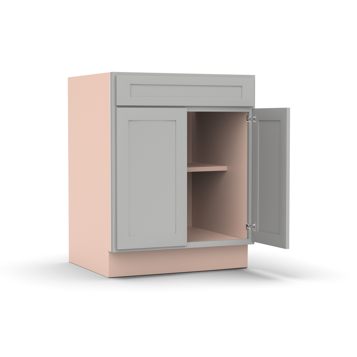 Liberty Shaker Ashen - 27 Inch Double Door Base Cabinet - 27" Width x 34.5" Height x 24" Depth