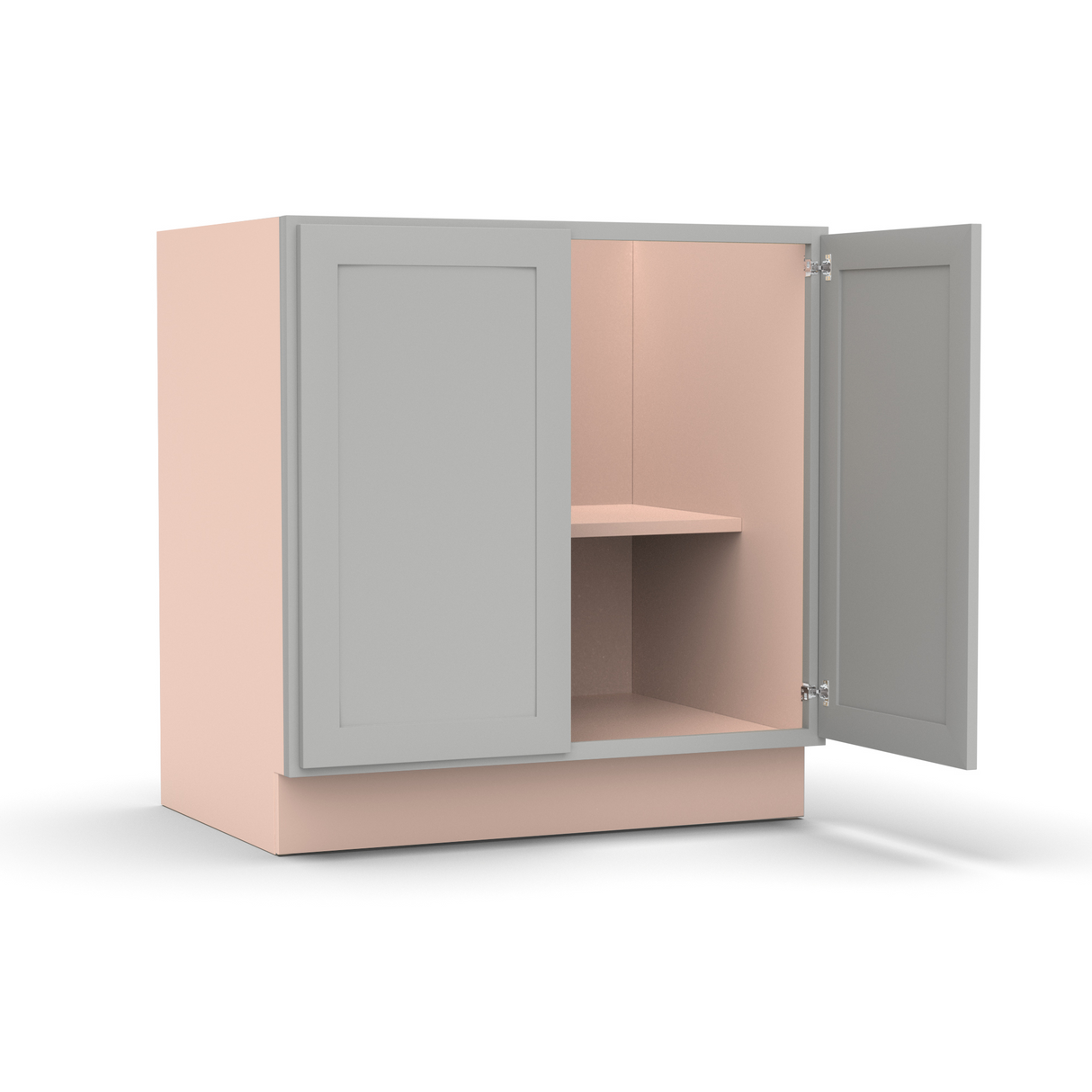 Liberty Shaker Ashen - 33 Inch Full Height Double Door Base Cabinet - 33" Width x 34.5" Height x 24" Depth