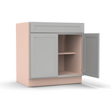 Liberty Shaker Ashen - 33 Inch Double Door Base Cabinet - 33" Width x 34.5" Height x 24" Depth