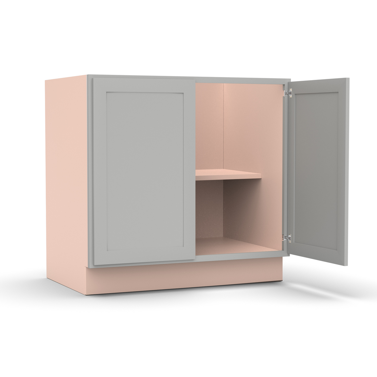 Liberty Shaker Ashen - 33 Inch Full Height Double Door Base Cabinet - 33" Width x 34.5" Height x 24" Depth