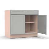 Liberty Shaker Ashen - 39 Inch Double Door Base Cabinet - 39" Width x 34.5" Height x 24" Depth