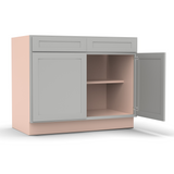 Liberty Shaker Ashen - 42 Inch Double Door Base Cabinet - 42" Width x 34.5" Height x 24" Depth