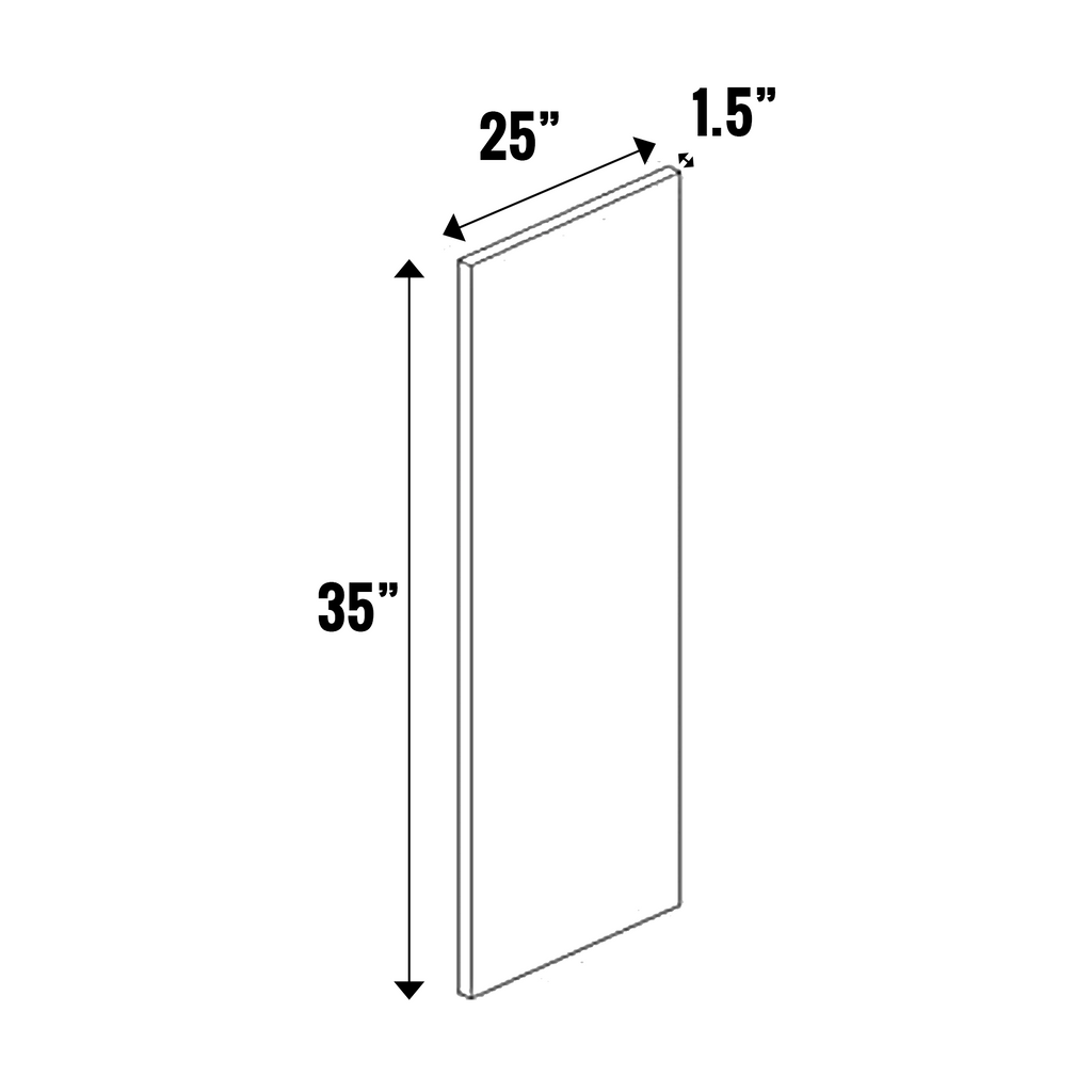 Gris Plomo Matte - Finished End Panel 1.5” Thick - 35 Inch Height x 25 Inch Width x 1.5 Inch Depth - M16-BDD25.25X351.5